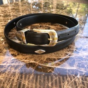 Bill Adler Studio Men’s Black Leather Belt 2 Tone